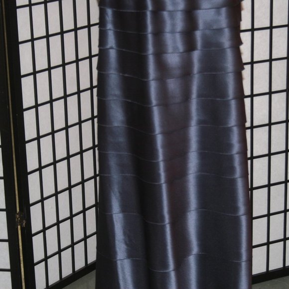Charcoal Gown with Horizontal Strips with unfinished edges - Picture 5 of 10